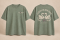 sisXstress Always on Her Team dusty-sage oversized T-shirt, front and back