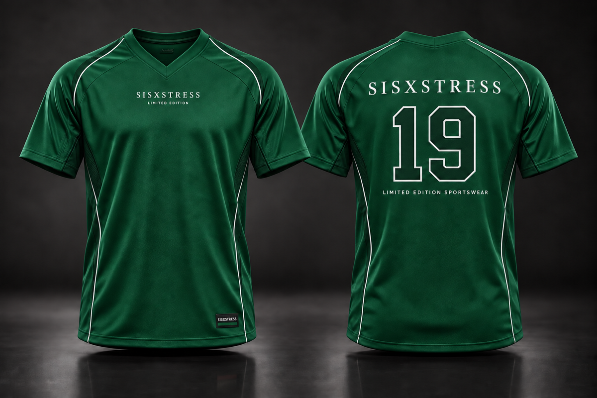 SISXSTRESS Limited Edition V-Neck Sportswear in Green, front and back